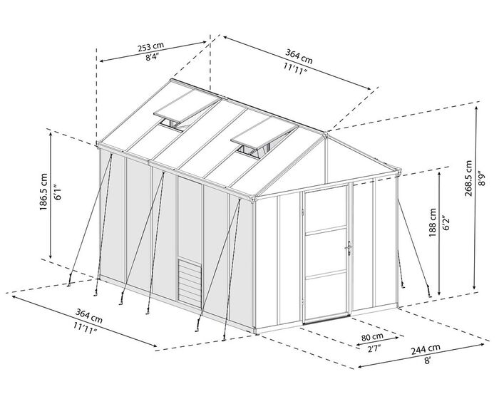 Växthus Glory Premium 9,2 m² Mörkgrå Canopia by Palram
